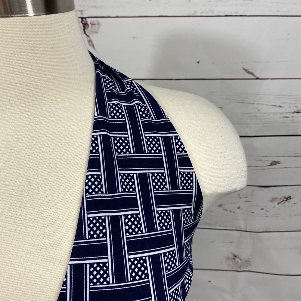 WHBM Navy Print Halter‎ Top - Picture 4 of 10